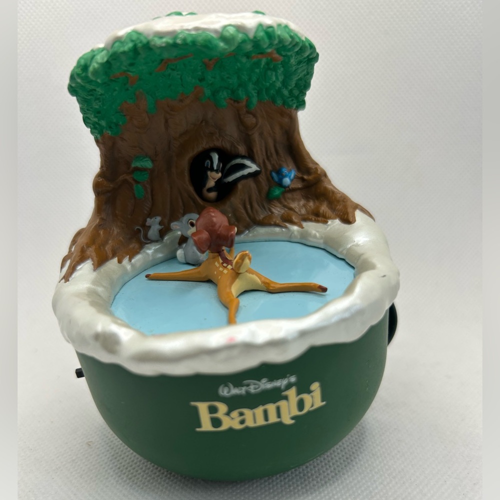 Vintage Disney Ornament Bambi Green Brown Animated Plug In Christmas